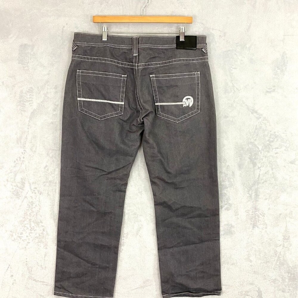 Mecca Straight Leg Jeans 38x32 Baggy Loose Hip Hop Streetwear Faded Denim Gray